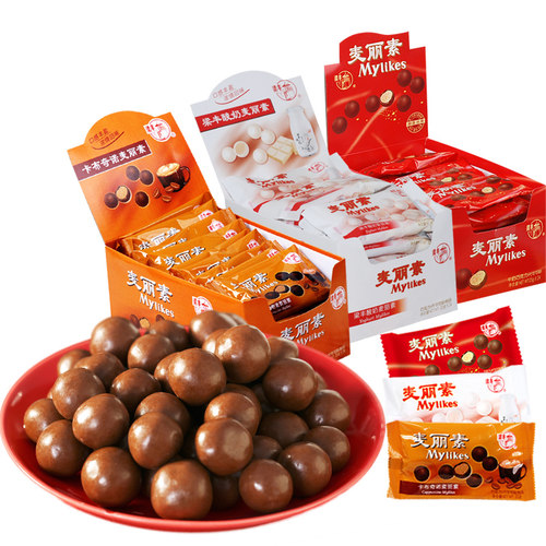 梁丰麦丽素牛奶夹心巧克力豆零食朱古力糖果散装批发（代可可脂）