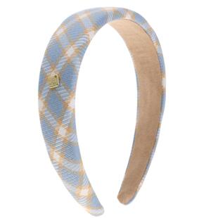 蓝色系格子布艺发圈女防滑压发高颅顶头箍百搭日常外出发卡头饰夏