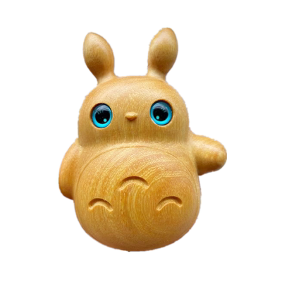 风车木雕龙猫可爱萌雕刻实木玩具