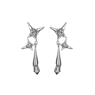 VOYAGE闪钻星芒水滴耳环2022年新款潮耳钉小众设计感高级冷淡耳饰