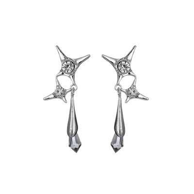 闪钻星芒水滴耳环小众设计感