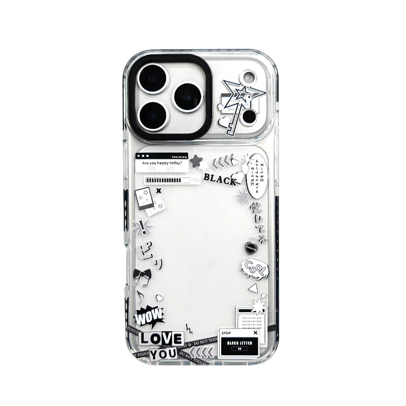 漫萌铺谷美激推透明手机壳适用苹果18promaxx可放小卡保护套iphone17/15黑白激推痛壳15pro无属性16p