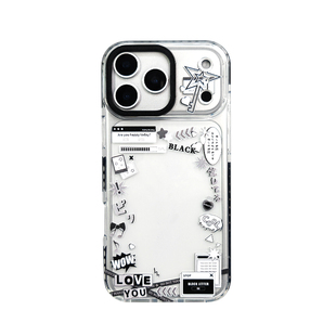 漫萌铺谷美激推透明手机壳适用苹果17可放小卡iphone16黑白激推痛壳15pro无属性