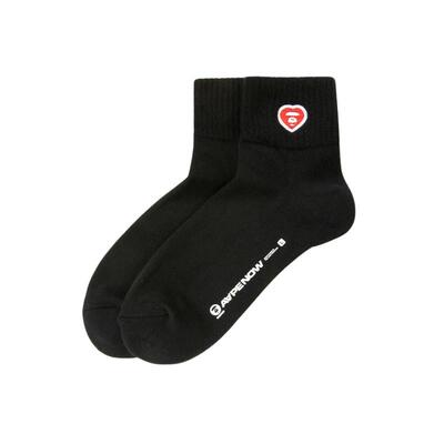 Aape猿人心型刺绣简约休闲短袜