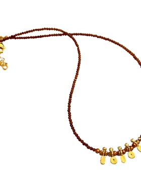 新中式串珠几何船桨吊坠项链时尚复古百搭锁骨链设计感小众饰品女