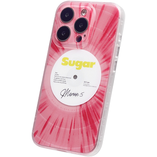 弗气原创《桃花粉胶》唱片双层图案适用苹果15pro磨砂气质手机壳个性iphone16promax全包壳17pro乐队14保护套