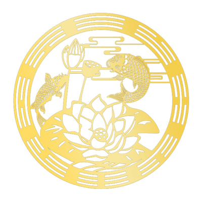 荷花鲤鱼图卫生间贴荷花牌挂件净秽隐形贴九鱼牌厕所厨房金属门贴