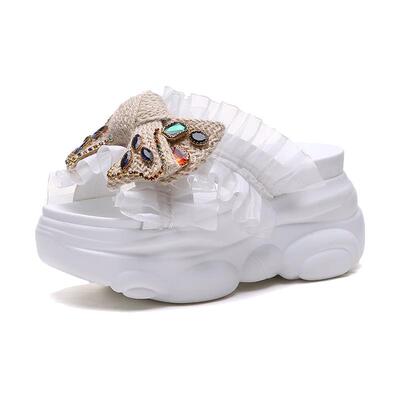 9cm内增高厚底蝴蝶结凉拖鞋