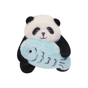 可爱摸鱼大熊猫玩偶挂件公仔包包挂饰女生毛绒玩具布娃娃生日礼物