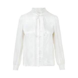 【吉娜同款】LIME莱茵立领新中式长袖衬衫秋冬桑蚕丝花卉上衣