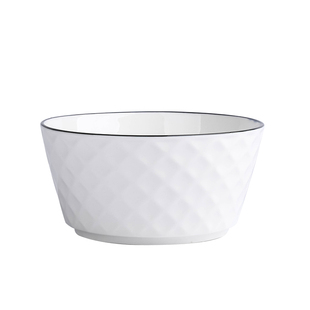 日式2-10个饭碗黑线简约家用送人新款陶瓷碗宿舍学生用沙拉碗套装