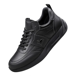 公羊男款时尚运动休闲鞋2025新款秋冬季舒适耐磨黑色商务真皮鞋子