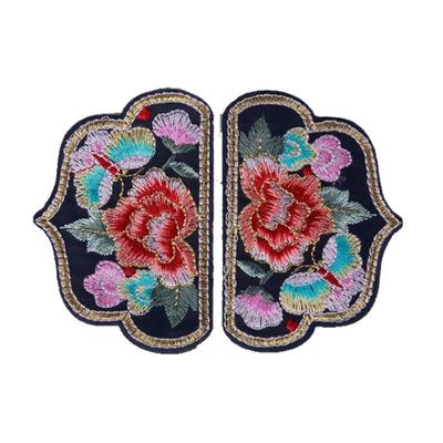 新款民族风刺绣布贴可烫可缝布贴复古绣花衣服贴蝴蝶图案自粘补贴