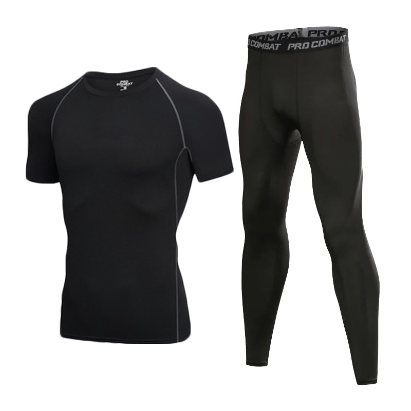 大码跑步男运动套装体能训练服速干秋冬内搭打底厚加绒保暖内衣