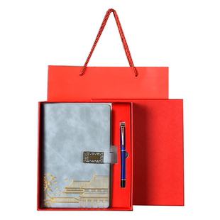 故宫文创国潮笔记本子礼品本定制可印logo商务办公记事本a5礼盒套装本带U盘笔宫廷文化国风复古刻名字