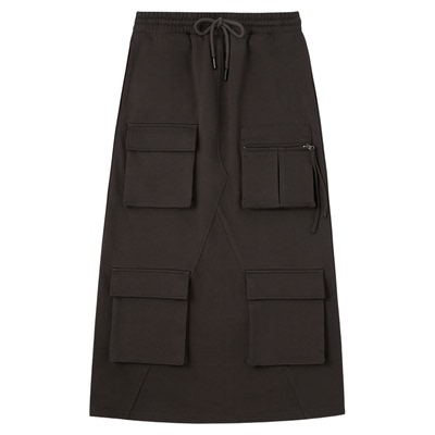 PSO Brand女装【多口袋】工装直筒半身长裙修身显瘦卫衣半裙秋季