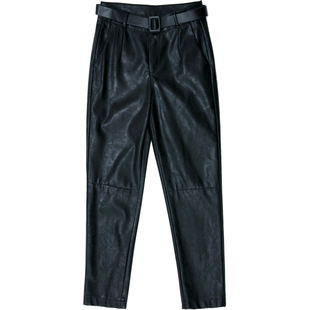 海宁新款真皮皮裤女长裤纯皮绵羊皮九分裤百搭小脚裤休闲裤子外穿