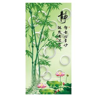 静竹玄关门贴纸墙贴山水风景画装饰画自粘过道客厅3d立体贴画壁纸