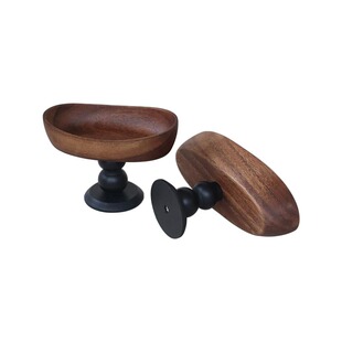 复古高脚实木托盘创意玄关钥匙收纳盒高档首饰手串收纳盘摆件