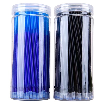 按动可擦笔芯中性笔晶蓝色热可擦小学生专用三年级子弹头热可擦摩易擦魔力擦0.5mm黑色水笔替芯按动刷题笔芯