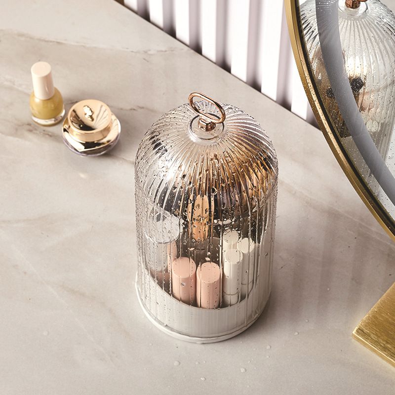 化妆品收纳盒化妆刷收纳桶塑料文具旋转笔筒大容量带盖口红置物架
