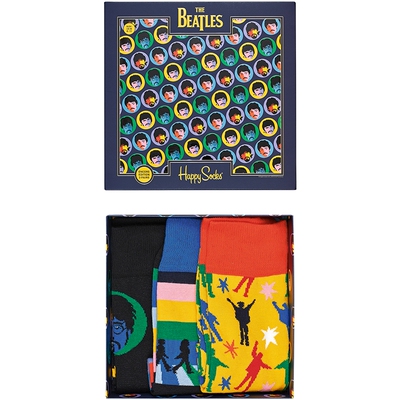 【创意礼盒】HappySocks潮牌 X披头士联名男中筒袜子ins3双礼盒装