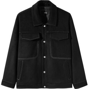 GXG男士2024年秋冬品休闲简约含羊毛短款大衣男羊毛大衣