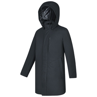 FILA 斐乐男士中长款羽绒服冬季保暖高尔夫防水透湿鹅绒连帽外套