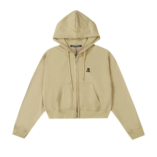 赵露思同款Restandrecreation字母RR双拉链连帽开衫短款卫衣外套