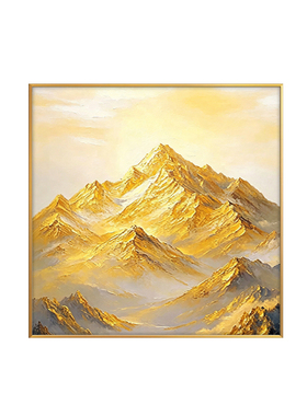 日照金山手绘油画高级感风景客厅装饰画现代简约餐厅挂画正方形