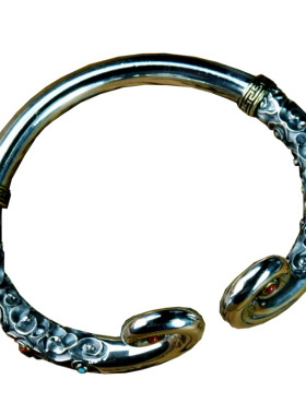 足银紧箍咒手镯情侣镶嵌民族风