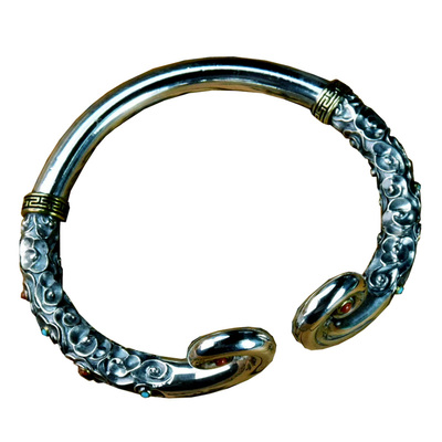 足银紧箍咒手镯情侣镶嵌民族风