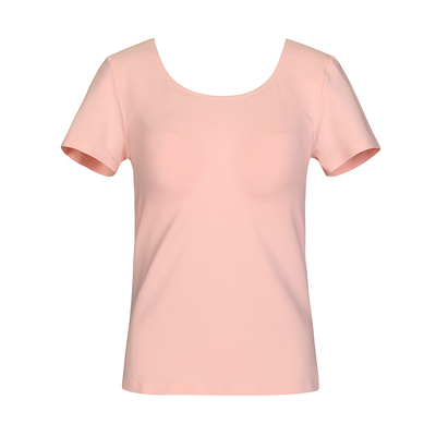 古今圆领棉质带罩杯短袖T恤纯色