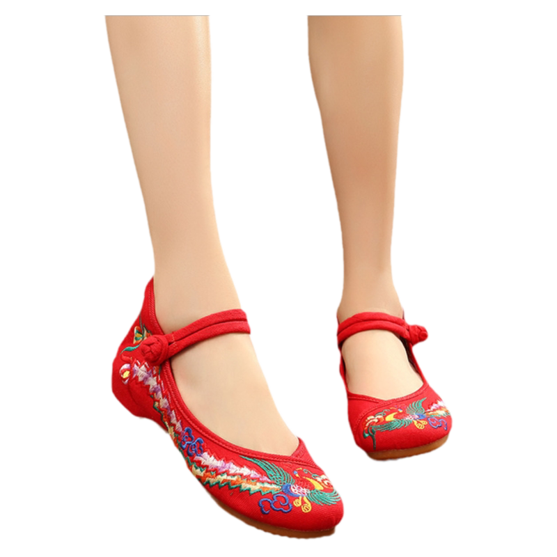 秋季低帮绣花鞋女内增高老北京布鞋女坡跟圆头牛筋底女鞋妈妈布鞋