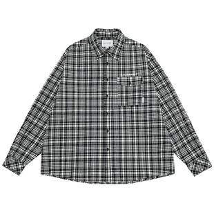 UrbanStandard日系复古色织衬衫男春季宽松黑白格衬衣外套cityboy