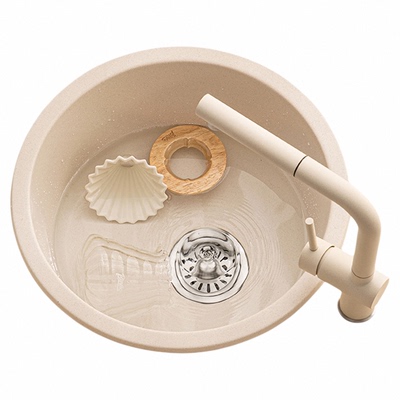 科恩纳圆形岛吧台石英石水槽