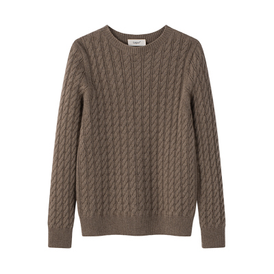 圆领休闲百搭绞花羊绒康赛妮毛衣