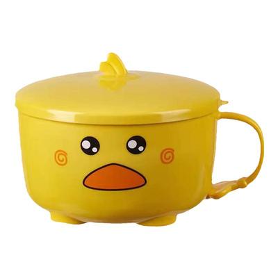 1200ML泡面碗304不锈钢小黄鸭吃饭碗卡通带盖带把手学生上班宿舍