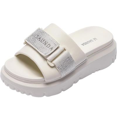 莱尔斯丹云朵泡芙新款百搭休闲羊皮厚底凉拖鞋女6M32410