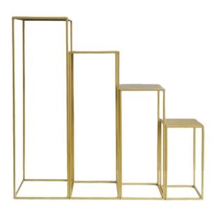 婚庆道具铁艺架子路引花架铁艺花柱婚礼金色方框几何路引迎宾摆件