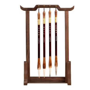 善琏湖笔文昌笔文房四宝笔架毛笔笔架文昌笔架创意挂架毛笔挂架毛笔收纳架胡桃木书桌金榜题名文昌笔四支摆件