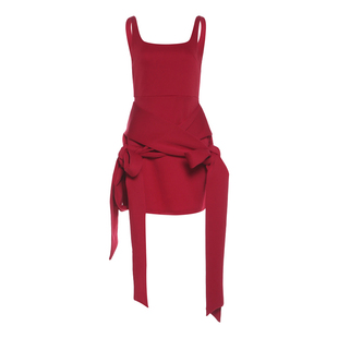 怪诞女孩 圣诞战袍绑带蝴蝶结吊带连衣裙女 年末穿搭修身包臀短裙