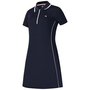 FILA 斐乐官方女子苏珊裙连衣裙2025秋新款网球运动POLO领裙子