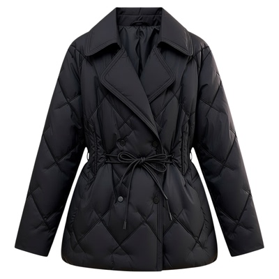 西装领收腰羽绒服女白鸭绒外套