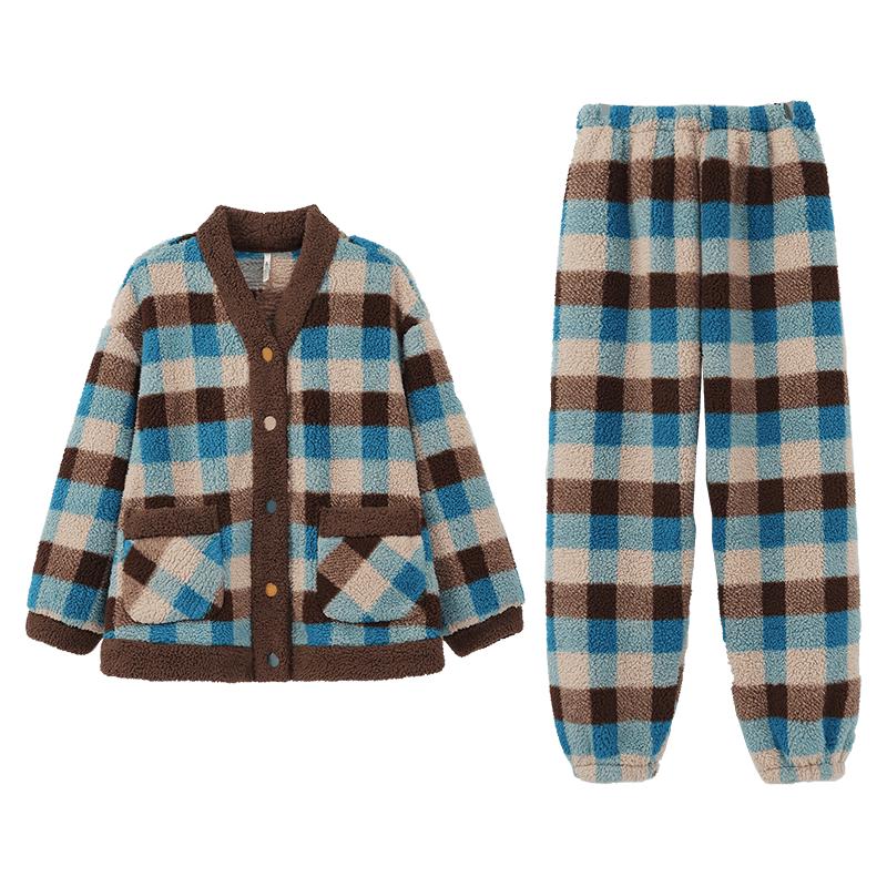 安之伴【巨保暖】珊瑚绒睡衣女秋冬季开衫加绒加厚冬款家居服套装
