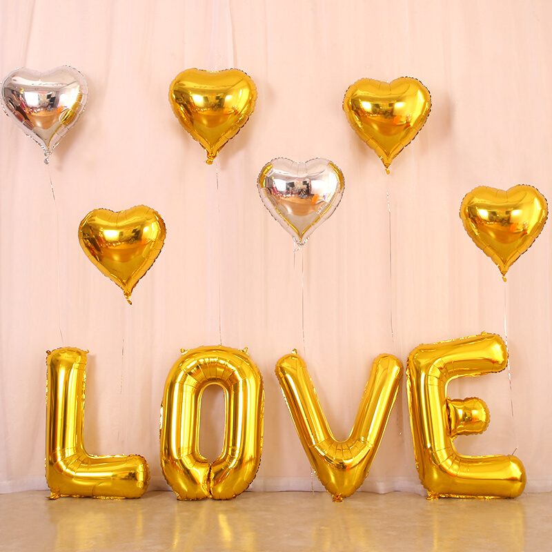 结婚LOVE铝膜铝箔爱心气球生日求婚表白装饰婚礼婚庆婚房布置用品