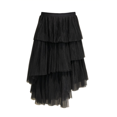 高腰显瘦百褶仙女网纱白色半身裙