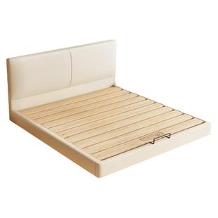 全实木悬浮床小户型齐边薄床头静音互不干扰可定制加厚排骨架床架