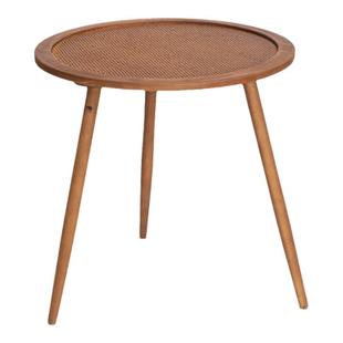 波西米亚美式复古实木茶几天然藤编沙发边几阳台圆桌民宿桌子法式