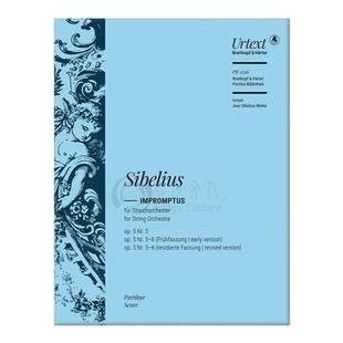 西贝柳斯 即兴曲op5 No 5-6 弦乐总谱 大熊原版乐谱书 Sibelius Impromptus string orchestra Score PB5746